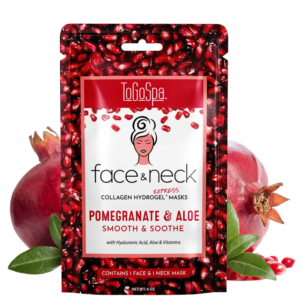ToGoSpa Pomegranate & Aloe FACE & Neck Mask 2piece 3 ToGoSpa Pomegranate & Aloe FACE & Neck Mask 2piece