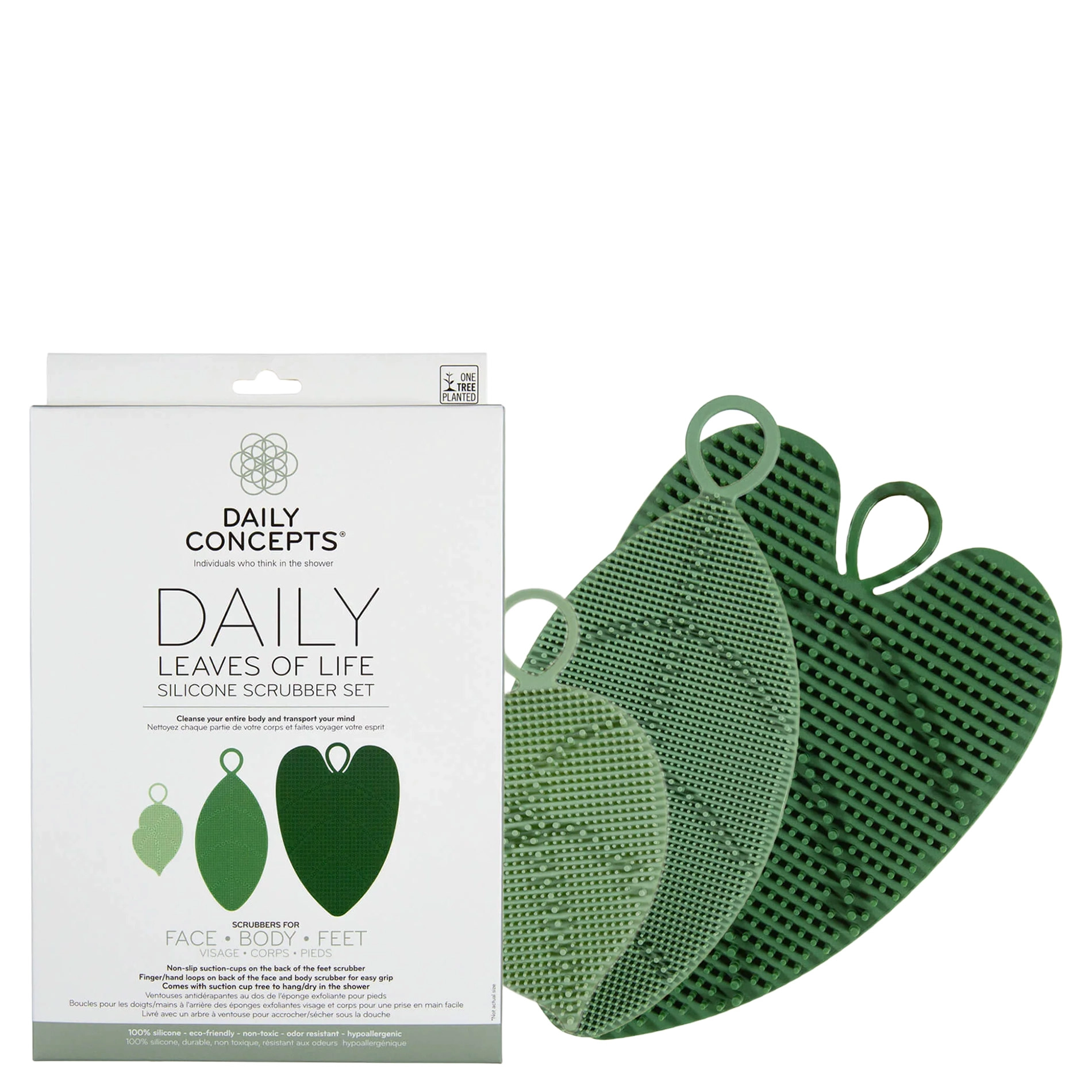 Daily Concepts Daily Leaves Of Life Silicone Scrubber Set Face - Body - Feet 4piece 3 Daily Concepts Daily Leaves Of Life Silicone Scrubber Set Face - Body - Feet 4piece